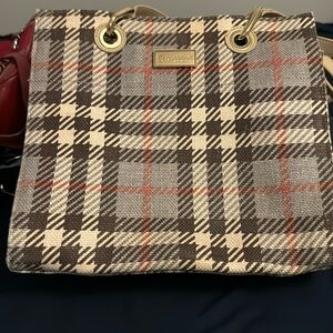 Spartina 449 Tan Plaid purse NWOT